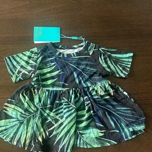 Posh Peanut Black Dress with Green Palm Print